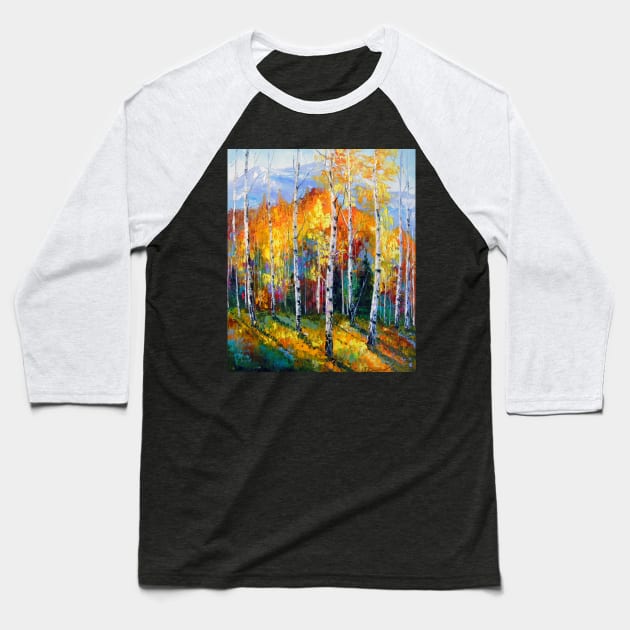Autumn birches on the edge Baseball T-Shirt by OLHADARCHUKART